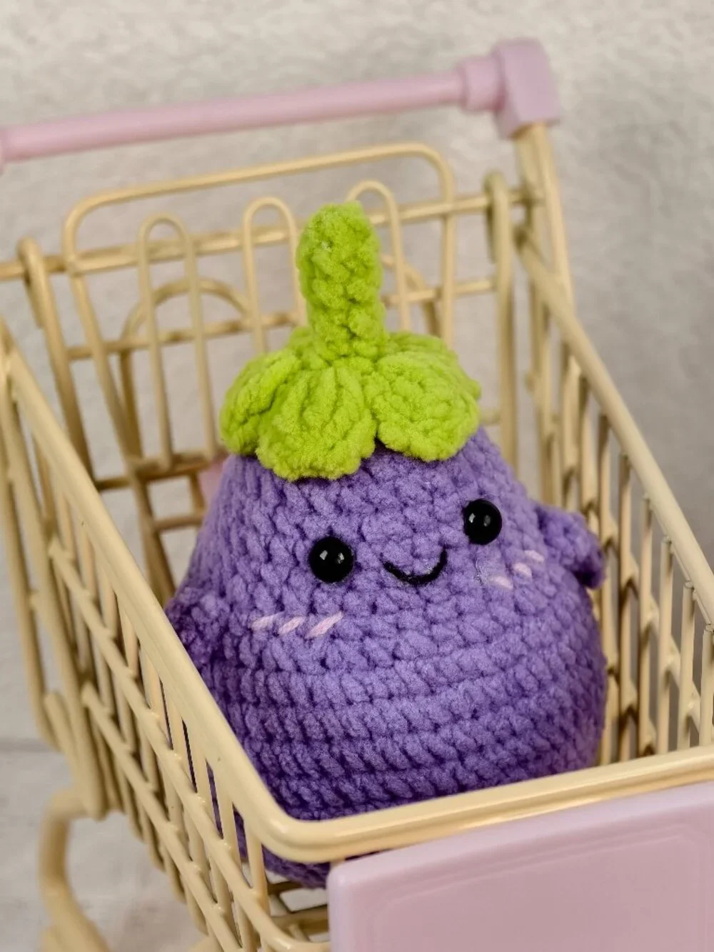 Handmade Amigurumi Crochet Eggplant Plushie